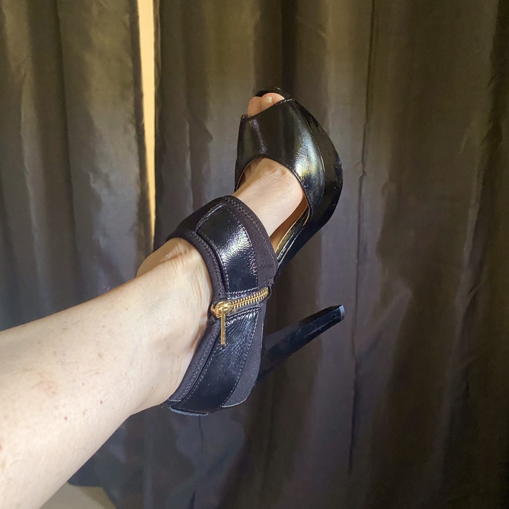 Michael Kors, black patent leather platform